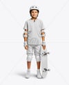 Boy in Protective Gear with Skateboard Mockup