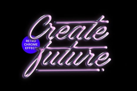 Retro Glow Chrome Text & Logo Effect - Chrome effect