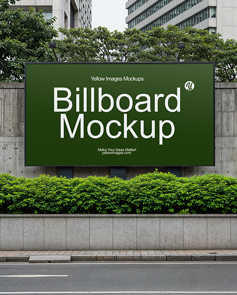 Outdoor Billboard on Concrete Wall Mockup