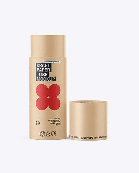 Opened Kraft Paper Tube Mockup – Front View