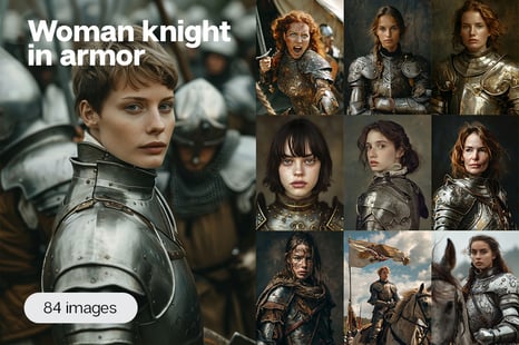 Woman knight in armor - Stock Photos