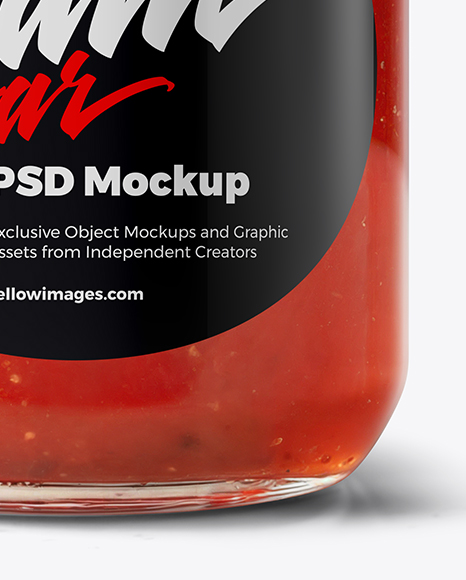 Glass Jar with Strawberry Jam Mockup