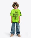 Boy Wearing Oversize T-Shirt and Baseball Cap Mockup
