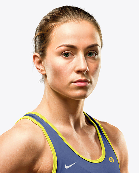 Woman Wearing Wrestling Uniform Mockup