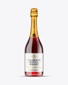 Clear Glass Red Champagne Bottle Mockup
