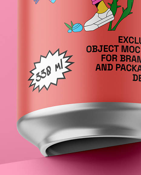 Aluminium Can With Matte Finish Mockup