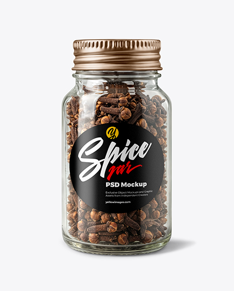 Clear Glass Jar with Whole Cloves Mockup - Realistic mockups