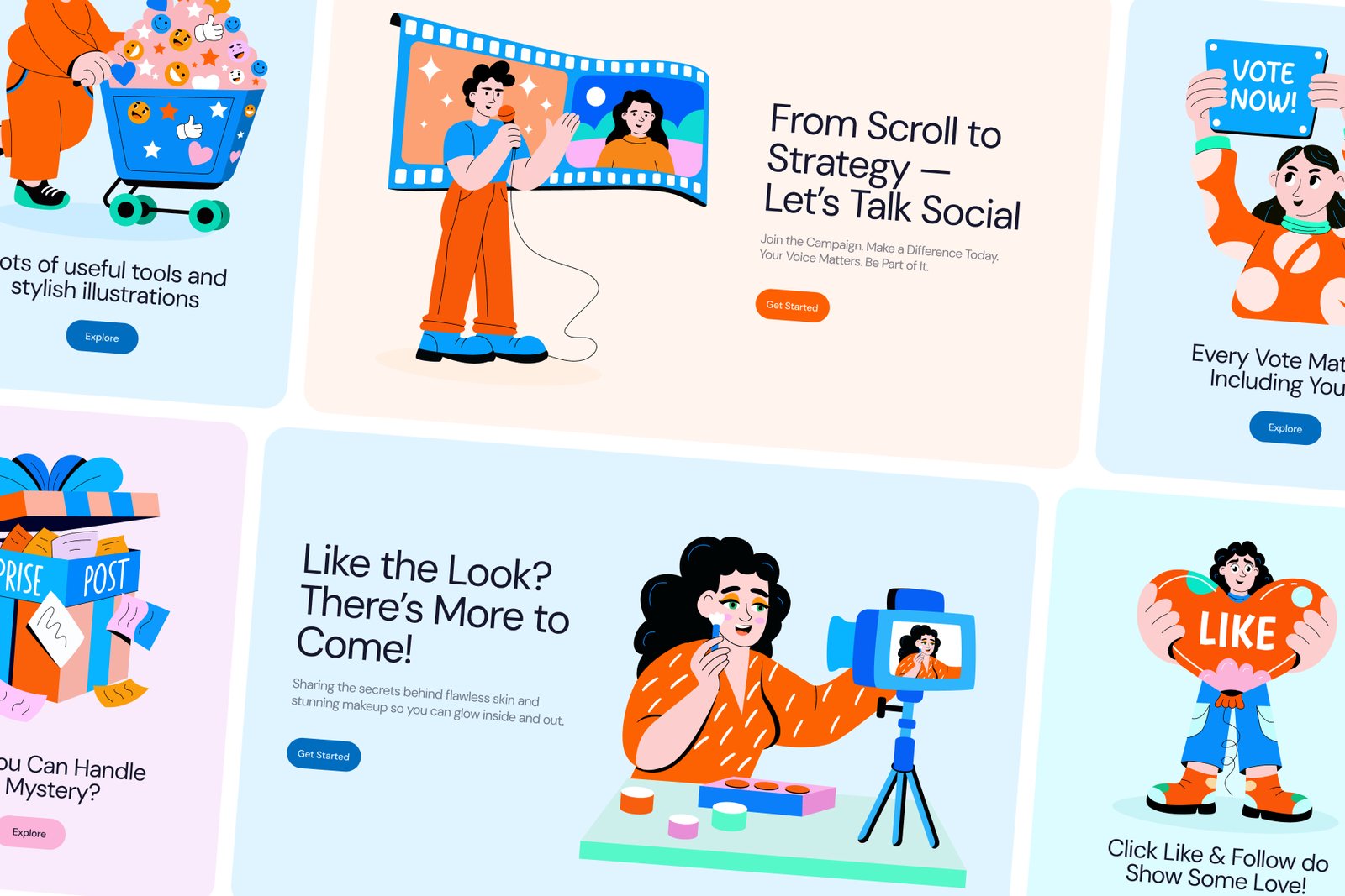Social Media Illustration Art Set