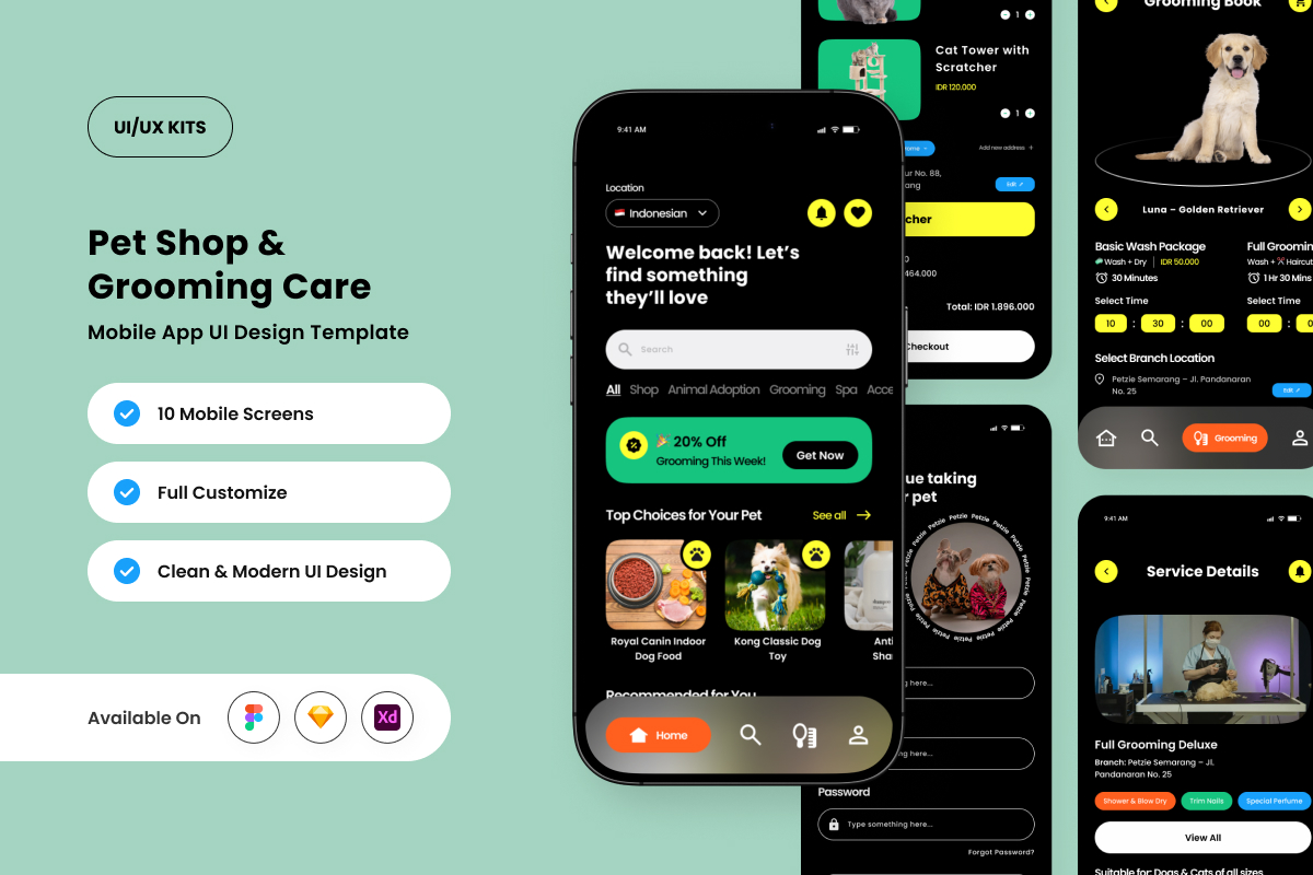 Petzie – Pet Care App Design Template