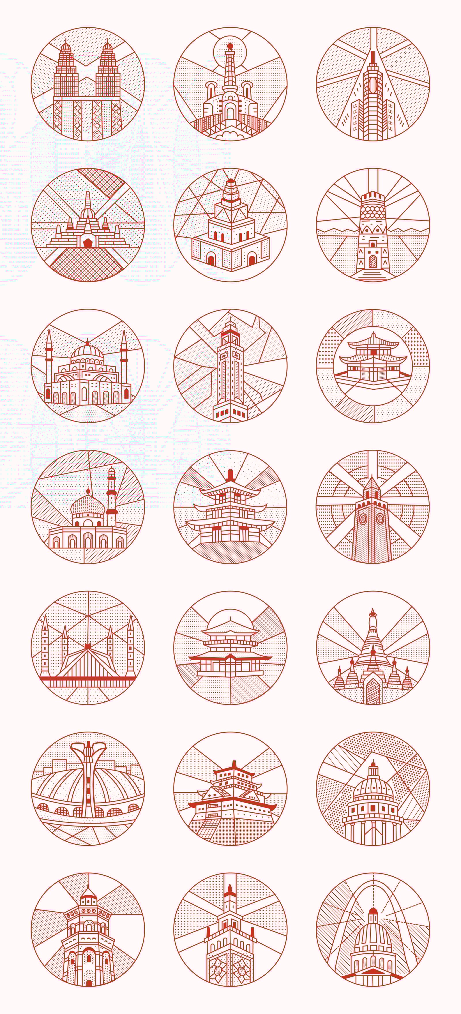 World Landmark Illustration Set