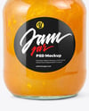 Clear Glass Jar with Orange Jam Mockup
