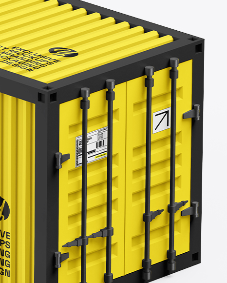 Cargo Shipping Container Mockup – Half Side View