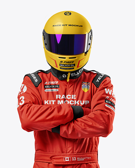 Man Wearing Racing Kit Mockup