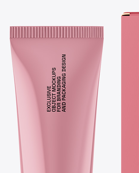 Glossy Cosmetic Tube with Box Mockup