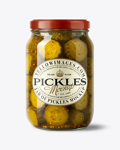 Jar with Bread & Butter Crinkle Cut Pickles Mockup - Jar mockup
