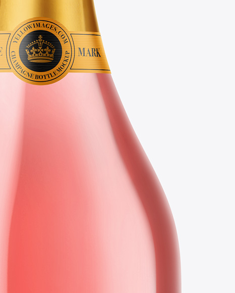 Clear Glass Pink Champagne Bottle Mockup