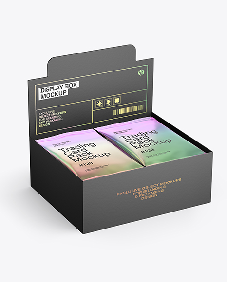 Box with Metallic Trading Card Packs Mockup