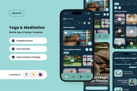 Sukha – Yoga &amp; Meditation App Design Template