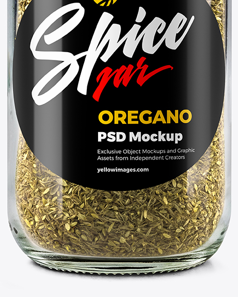 Clear Glass Jar with Oregano Mockup