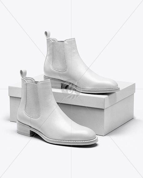 Pair of Chelsea Boots with Shoe Box Mockup