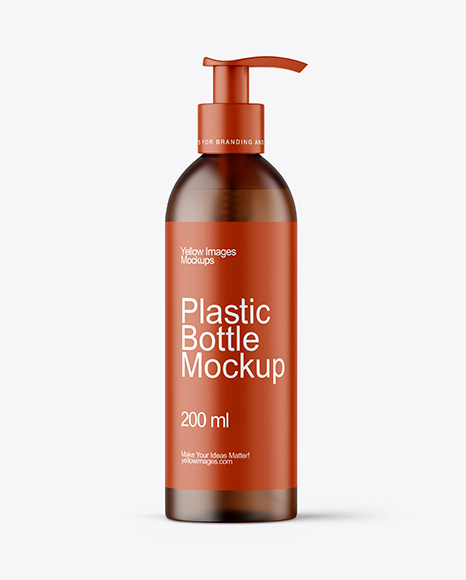 Frosted Amber Cosmetic Bottle with Pump Mockup - Frosted glass mockup