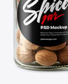 Clear Glass Jar with Whole Nutmeg Mockup