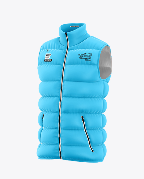 Matte Down Vest Mockup – Half Side View