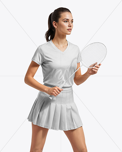 Woman Wearing Badminton Uniform Mockup