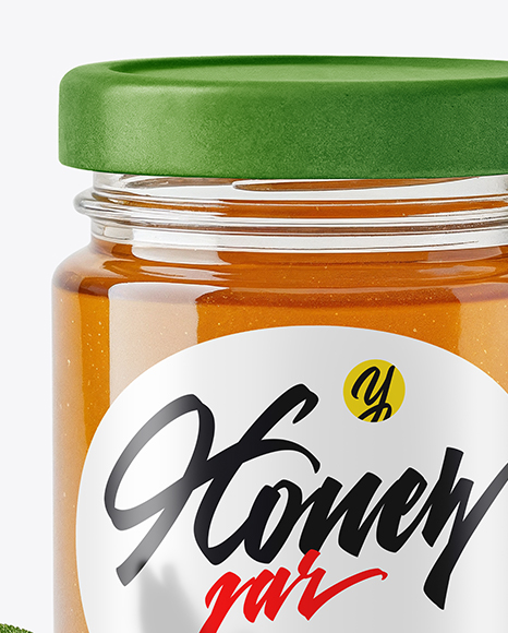 Glass Jar with Sage Honey Mockup