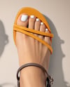 Strappy Sandals on Women's Legs Mockup
