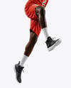 Basketball Player Wearing Jersey and Shorts Holding a Basketball Mockup