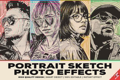 Portrait Sketch Photo Effects - Frame mockup