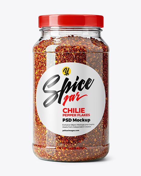 Plastic Spice Jar with Chili Pepper Flakes Mockup - Plastic jar mockup
