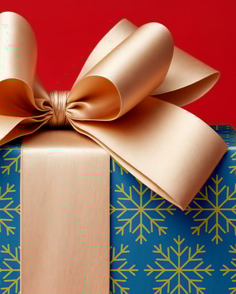 Gift Box with Gold Bow Mockup