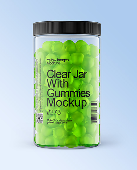 Plastic Jar with Gummies Mockup