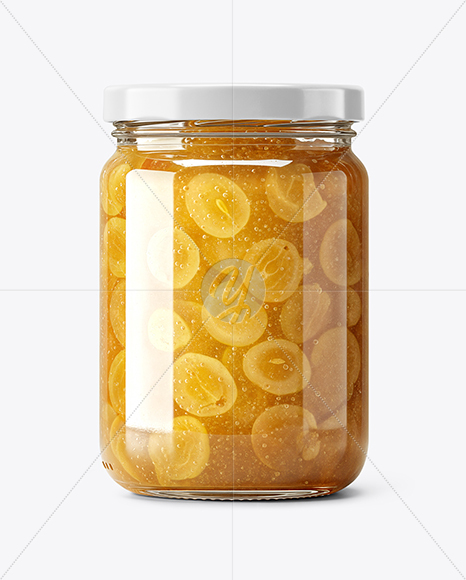 Clear Glass Jar with White Grape Jam Mockup