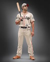 Man Wearing a Full Baseball Kit with Bat Mockup