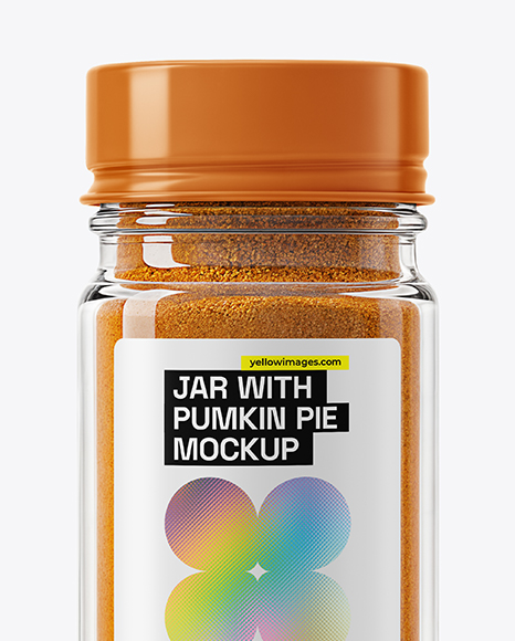 Clear Glass Jar with Pumpkin Pie Spice Mockup