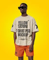 Black Man Wearing Oversize T-Shirt and Shorts Mockup