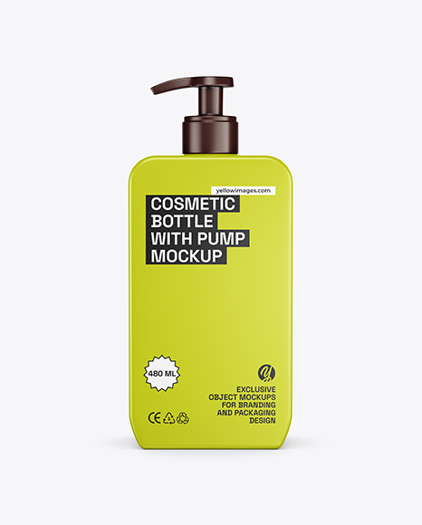Square Cosmetic Bottle with Pump Mockup - Cosmetic mockup