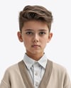 Young Boy Wearing Cardigan and Shirt Mockup
