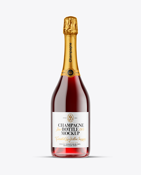 Clear Glass Red Champagne Bottle Mockup - Packaging mockups