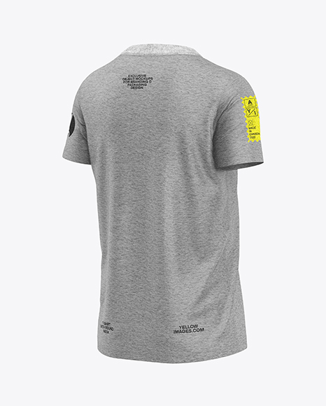 Kids Heather T-Shirt Mockup - Back Half Side View - Realistic t shirt mockup