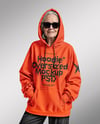 Smiling Old Woman Wearing Oversize Hoodie & Sweatpants Mockup