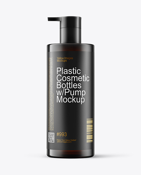 Plastic Cosmetic Bottles with Pump Cap Mockup