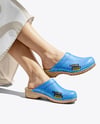 Pair of Clogs on Woman's Legs Mockup