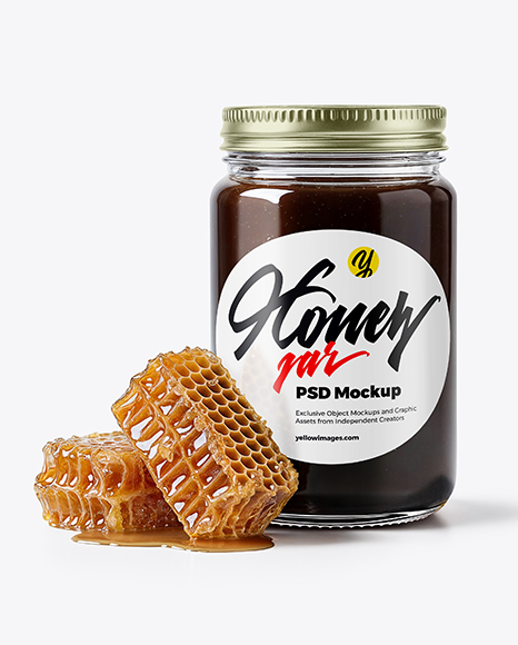 Glass Jar with Buckwheat Honey Mockup