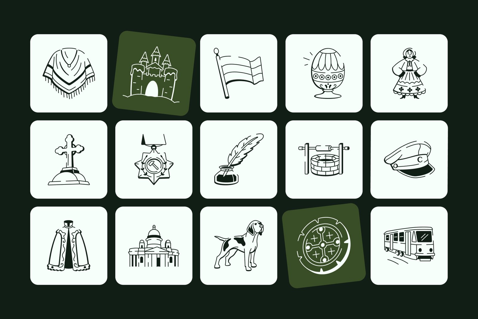 Russian Doodle Icon Set