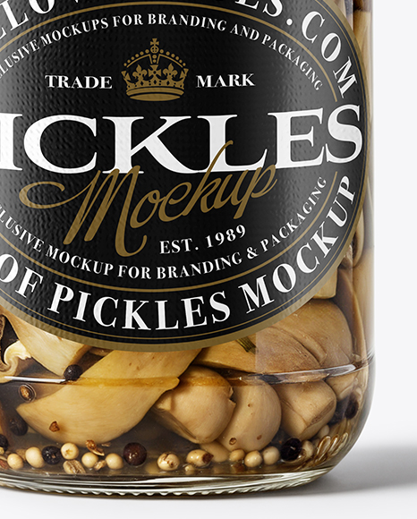 Clear Glass Jar with Sliced ​​Champignons Mockup