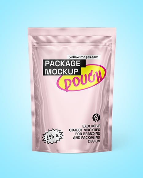 Glossy Metallic Pouch Mockup